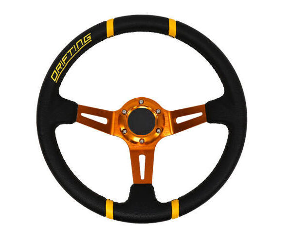 Kierownica Pro 350mm offset:80mm Skóra Black