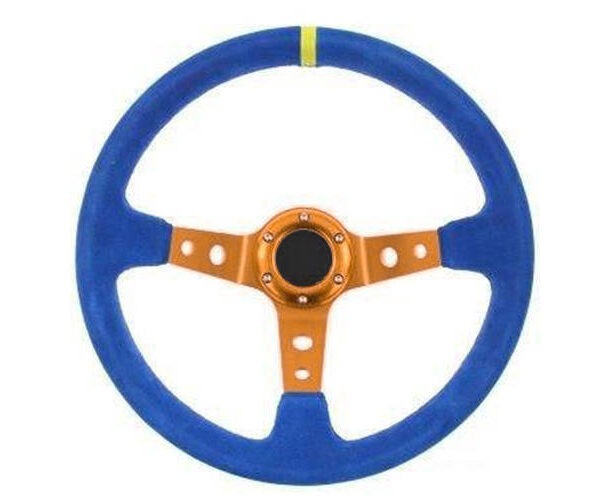 Kierownica Pro 350mm offset:80mm Zamsz Blue