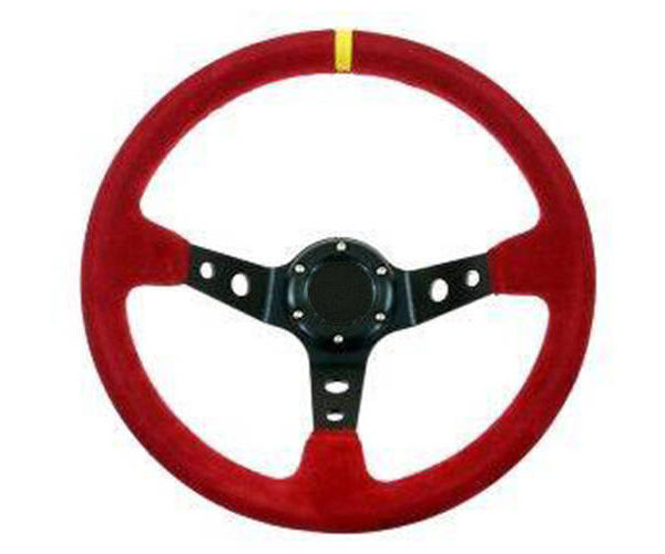 Kierownica Pro 350mm offset:80mm Zamsz Red