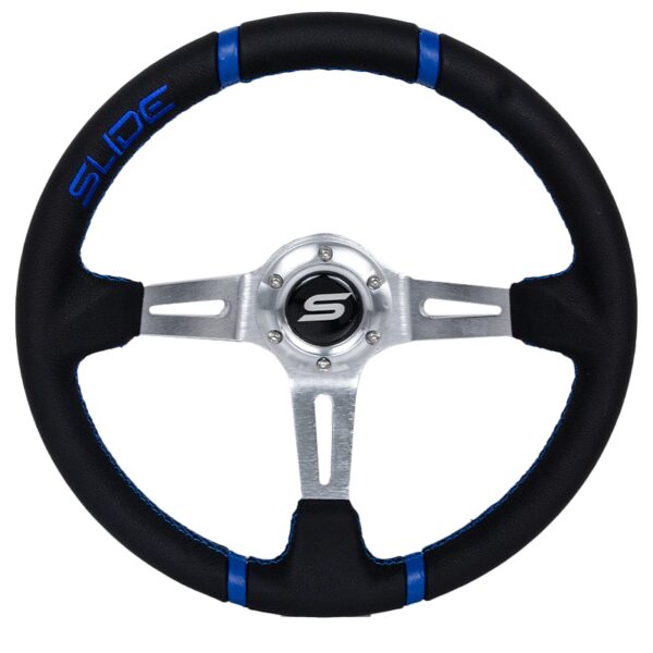 Kierownica SLIDE 350mm offset:90mm Skóra Blue