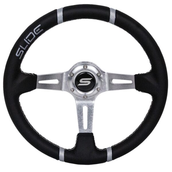 Kierownica SLIDE 350mm offset:90mm Skóra Silver