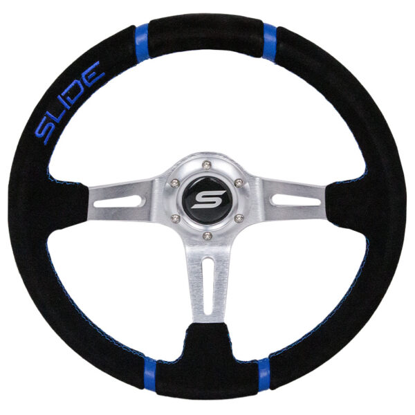 Kierownica SLIDE 350mm offset:90mm Zamsz Blue