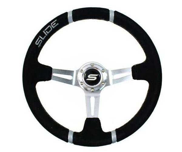 Kierownica SLIDE 350mm offset:90mm Zamsz Silver