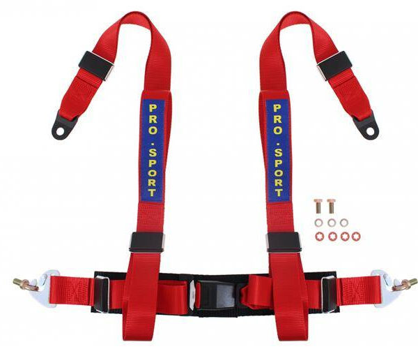 Pasy sportowe 4p 3" Czerwone - Pro Sport