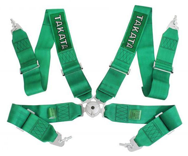 Pasy sportowe 4p 3" Zielone Takata Replica harness