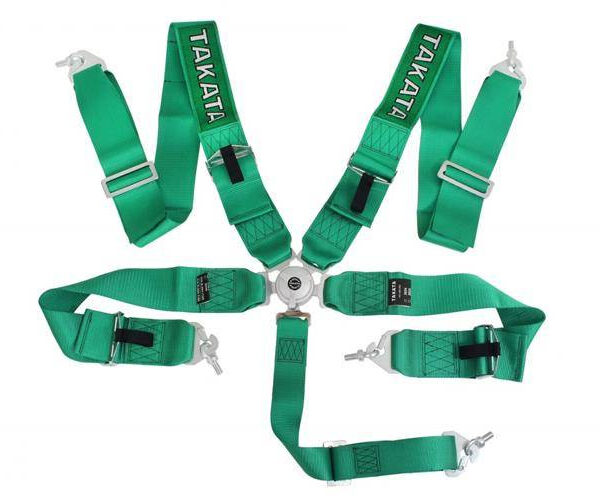 Pasy sportowe 5p 3" Zielone Takata Replica harness