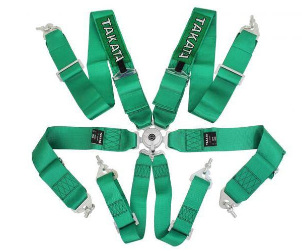 Pasy sportowe 6p 3" Zielone Takata Replica harness