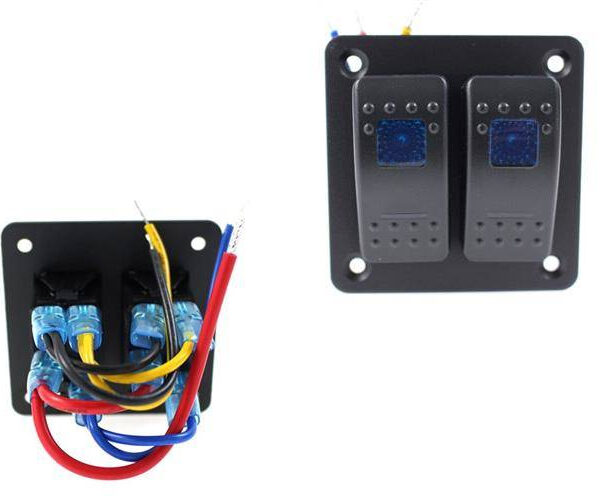 Włącznik panel Alu, ON/OFFx2 Blue