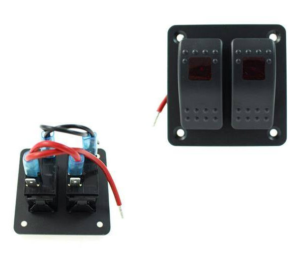 Włącznik panel Alu, ON/OFFx2 Red