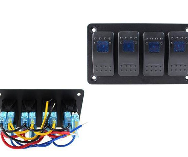 Włącznik panel Alu, ON/OFFx4 Blue