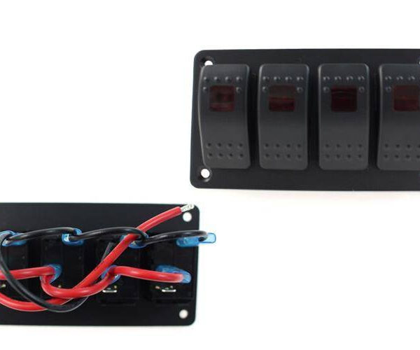 Włącznik panel Alu, ON/OFFx4 Red