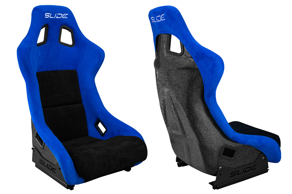Fotel sportowy SLIDE KS2 Premium Black & Blue Welur Black Glitter