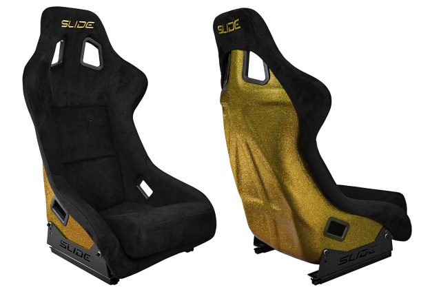 Fotel sportowy SLIDE KS2 Premium Black Welur Gold Glitter
