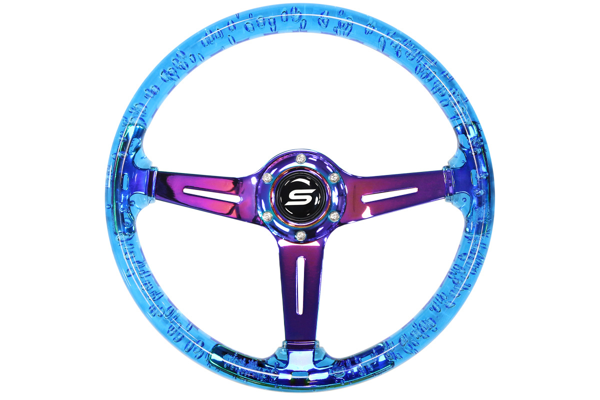 Kierownica SLIDE 350mm offset:70mm NeoChrome Acrylic Blue